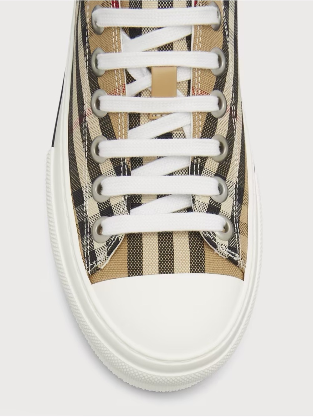 Burberry Beige Plaid Low-Top Sneaker with White Sole - Picture 5 of 8